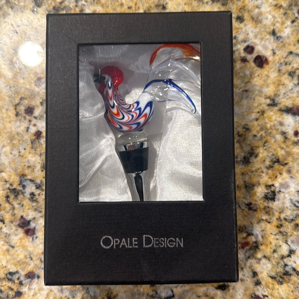 Handmade rooster glass bottle stopper